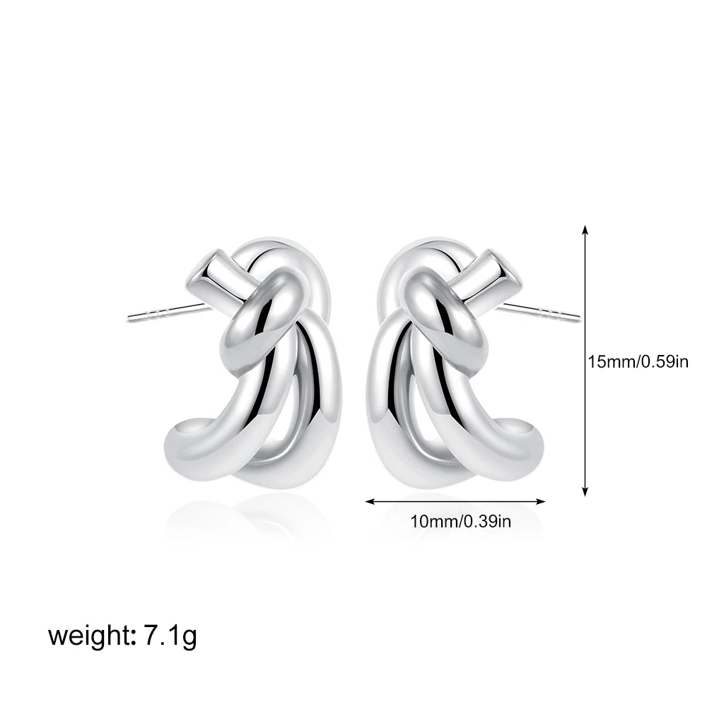 Retro Multi-layer Twist Irregular C Shape Hoop Earrings for Women Girls Gold Color Geometric Ear Buckle Stud Punk Jewelry Gifts