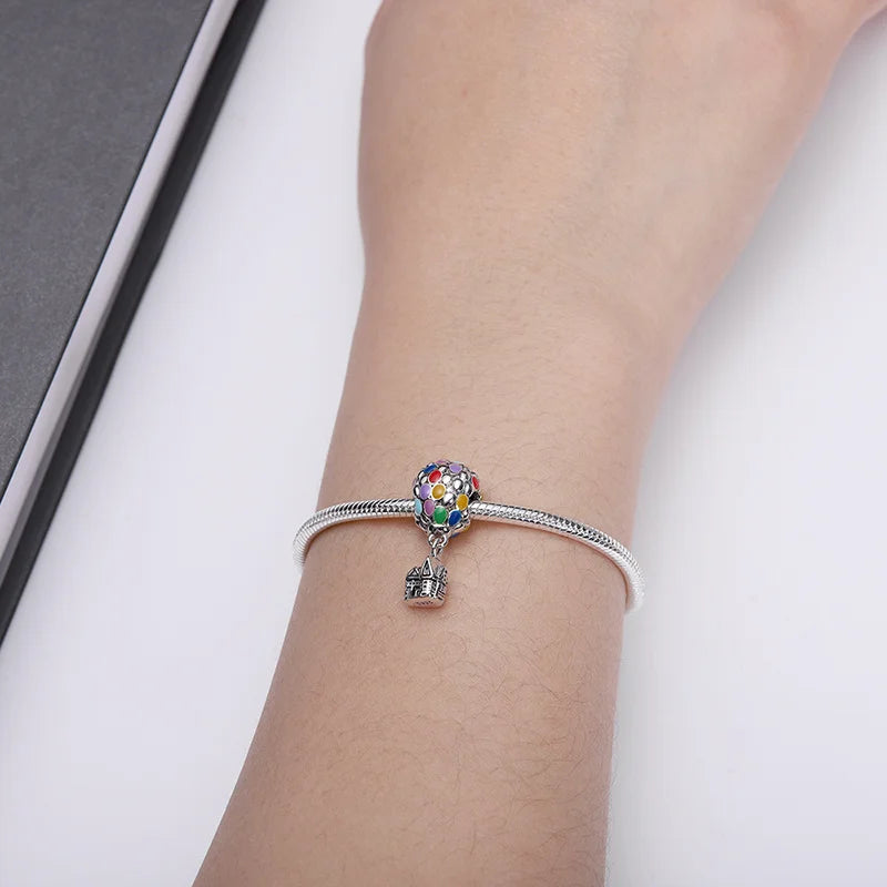 Hot Sale Charms Bead 925 Sterling Silver Pixar Up House & Balloons Dangle Fit Bangle Bracelet Necklace DIY Jewelry