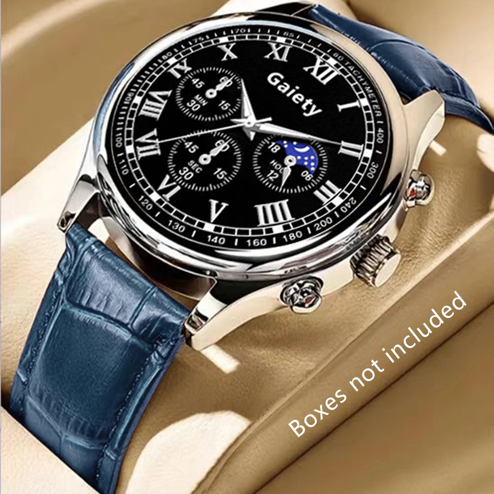 1PCS Fashion Men's Watch Set Business Versatile Retro Classic Quartz Watch Suitable for Daily Clothing Matching or Holiday Gifts