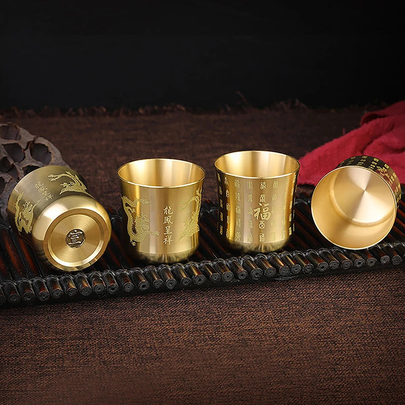 Brass Tea Cups Tea Mug Homeware China Antique Bar Drinkware Ancient Teacup For Drink Tea Coffee Tabletop Home Office Decor