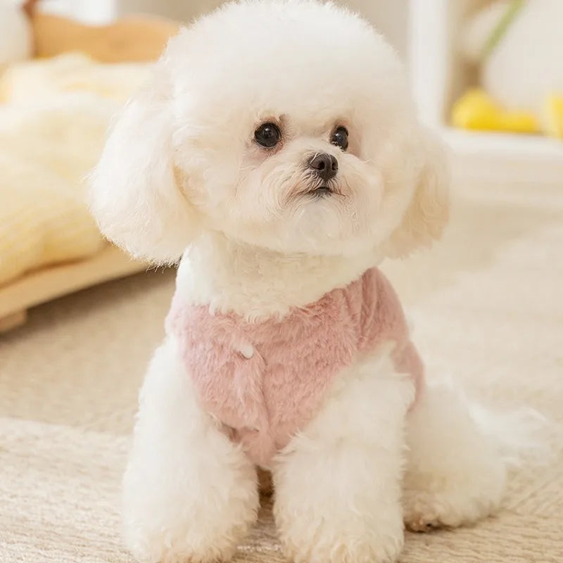Cozy Fleece Dog Coat - Bear-Design Winter Jacket for Small Breeds
