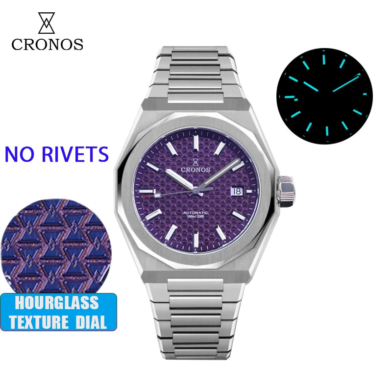 Cronos Luxury Men Watch For Men 39mm Skyline PT5000 SW200 Movement Automatic Wristwatches Sapphire 10ATM See-through Back L6028M
