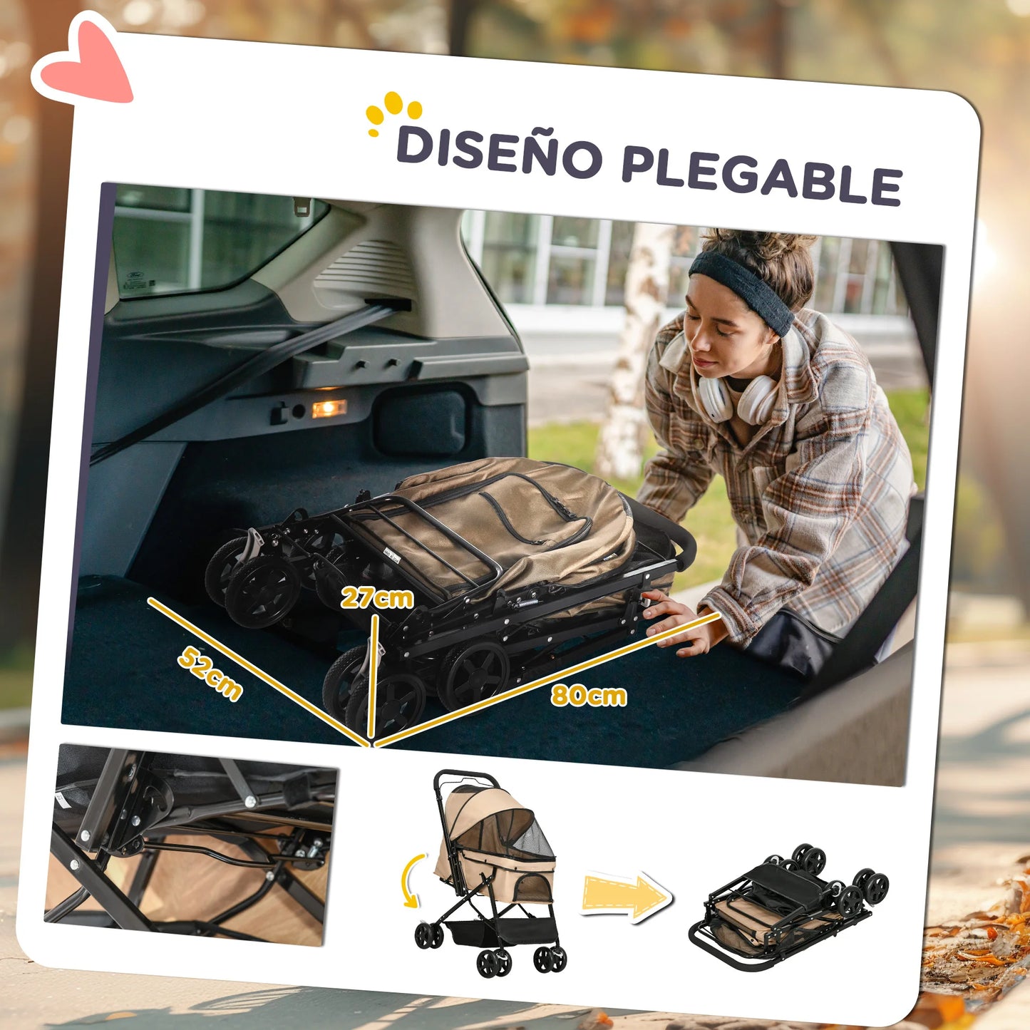 Pawhut Foldable All-Terrain Pet Stroller