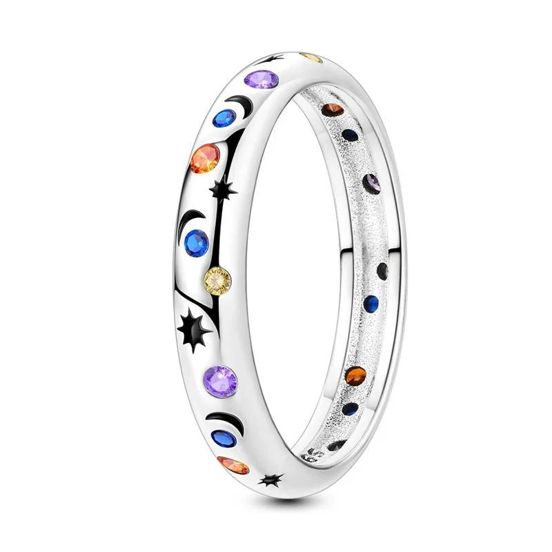 New Ring Original 925 Sterling Ring Heart Bow Sun Moon Star Flower Crown For Women Mother's Day Valentine's Day Gift DIY Jewelry