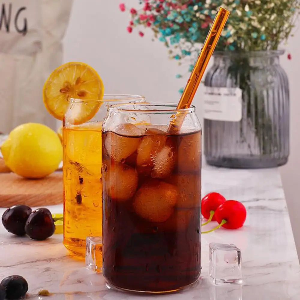 Creative Can Shape Tea Juice Milk Glass Cup Coffee Mug Wine Glass Drink Cup High Borosilicate Glass Drinkware Durable