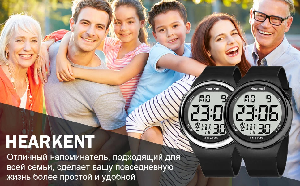 Hearkent Vibration Alarm Watch Men Women Waterproof Chrono Clock Watch Digital Vibration Countdown Wristwatches for Elderly Deaf