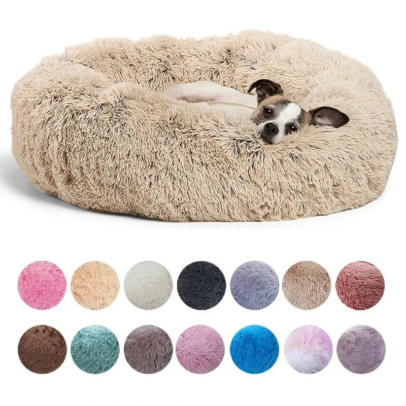 40-90cm Round Plush Pet Bed - Winter Warm Dog & Cat Bed for Medium-Large Pets