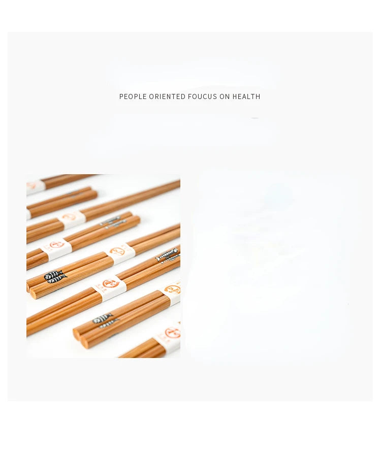 5 Pair of Bamboo Chopsticks Household Long Chopsticks Non-slip Set Tableware Cute Multi Color Wooden Chopsticks Set New 젓가락