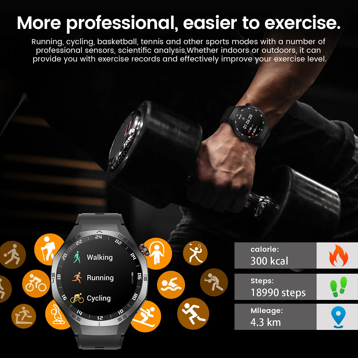 New For Android and ios Smart Watch Men AMOLED Screen GPS Motion trajectory Heart Rate Bluetooth Calls SmartWatch Waterproof