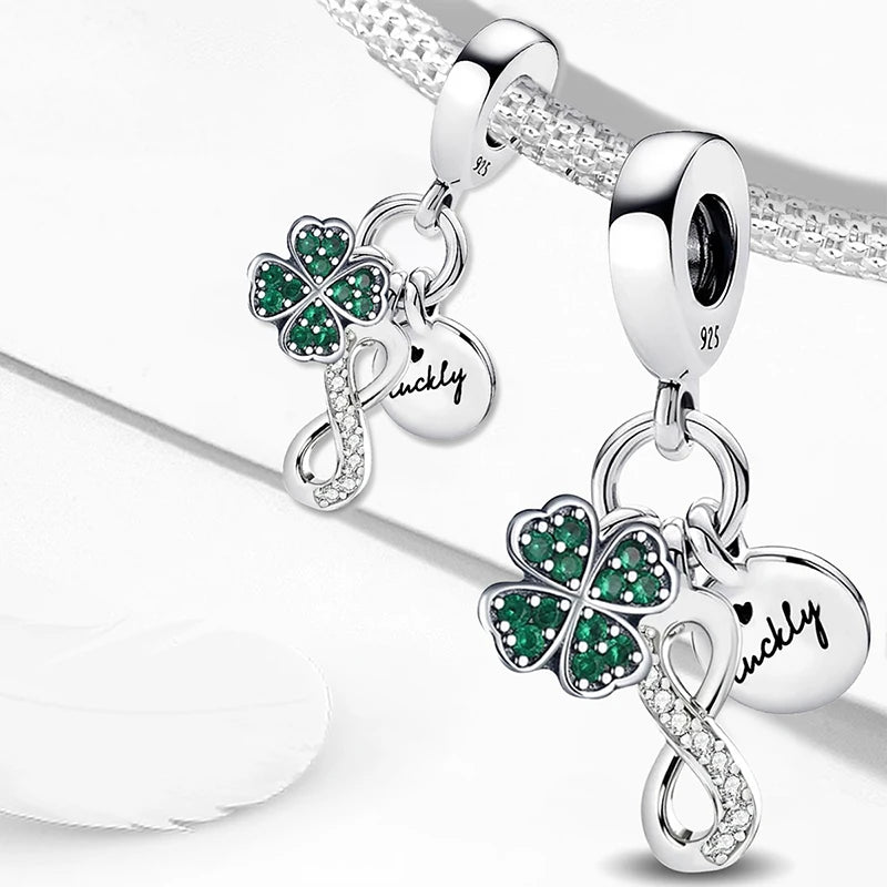 Fit Pan 925 Original Bracelets Love Heart Flower Four Leaf Clover Turtle 925 Silver Charms Beads DIY Birthday Jewelry Gift