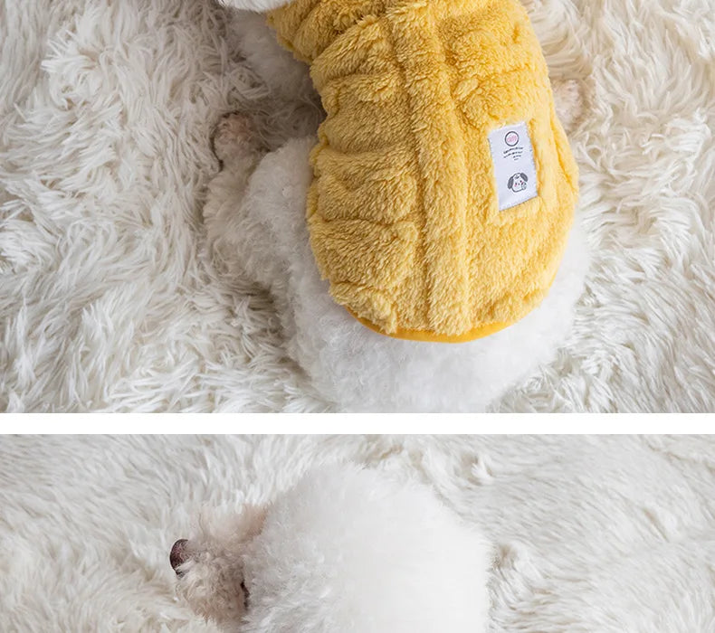 Cozy Bear Fleece Vest for Dogs & Cats - Winter Pet Apparel with Leash Buckle
