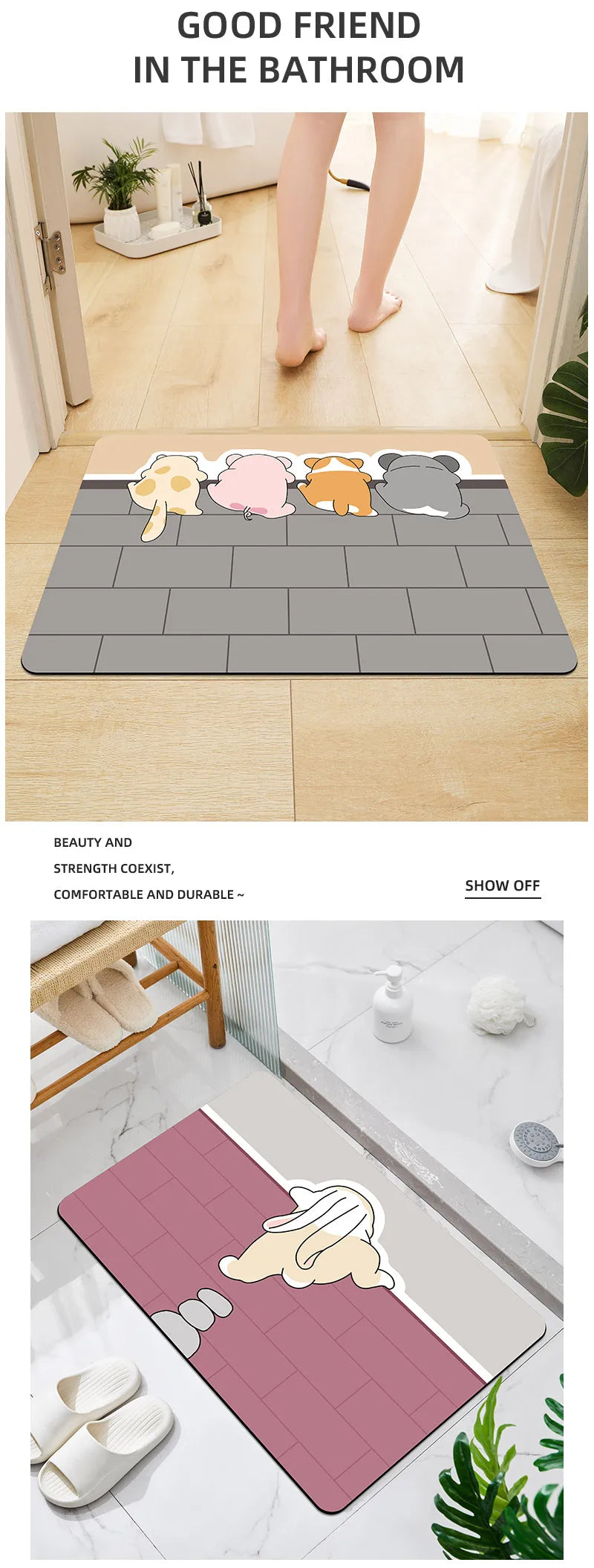 Quick-Dry Cartoon Mat