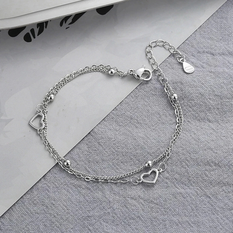VENTFILLE 925 Silver Diamond-Studded Butterfly Bracelet Women's Fashion Temperament Flower Adjustable Bracelet