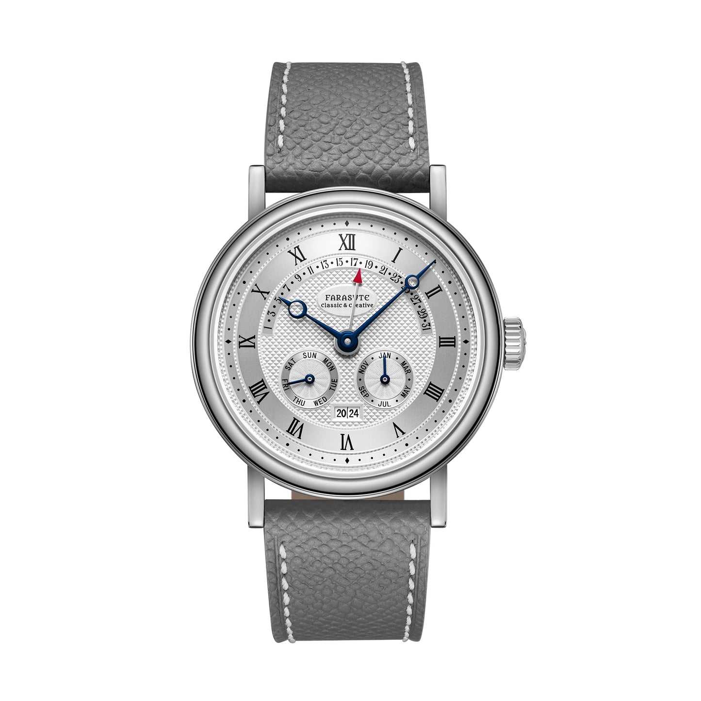 FARASUTE Men's Mechanical Watch Flyback Function Seagull Movement Month Display Week Display Calendar YearDisplay Sapphire Watch