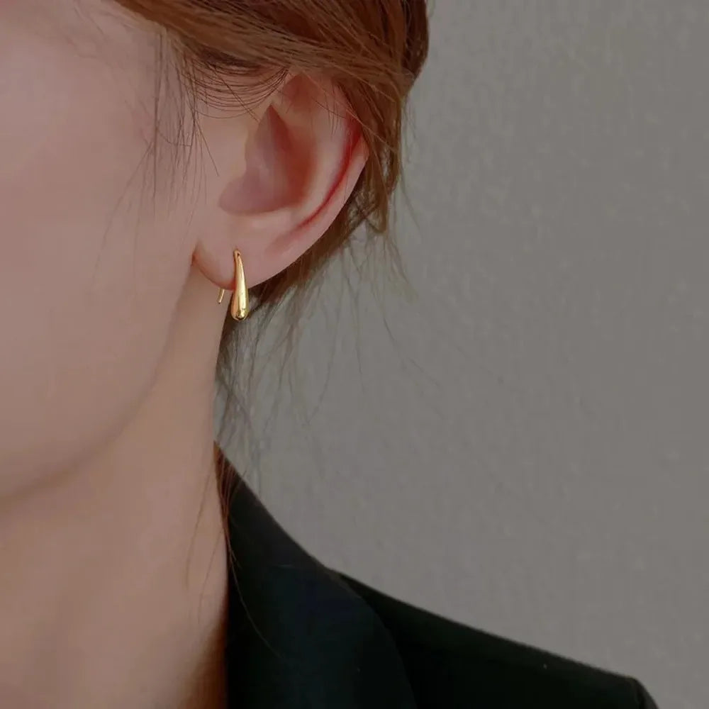 Silver Water Drop Shape Earrings for Women Simple Temperament Ins Retro Jewelry Party Birthday