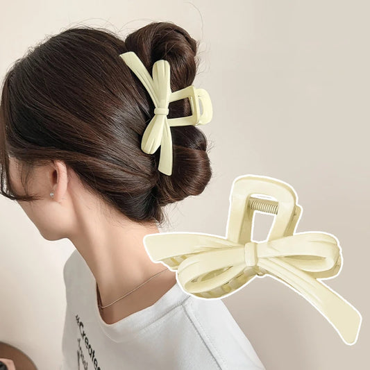 Fashion Solid Bow Large Hair Claws Crabs Hairpins Korean for Women Acrylic Hair Clips Ponytail Girls Barrettes Hair Accessories