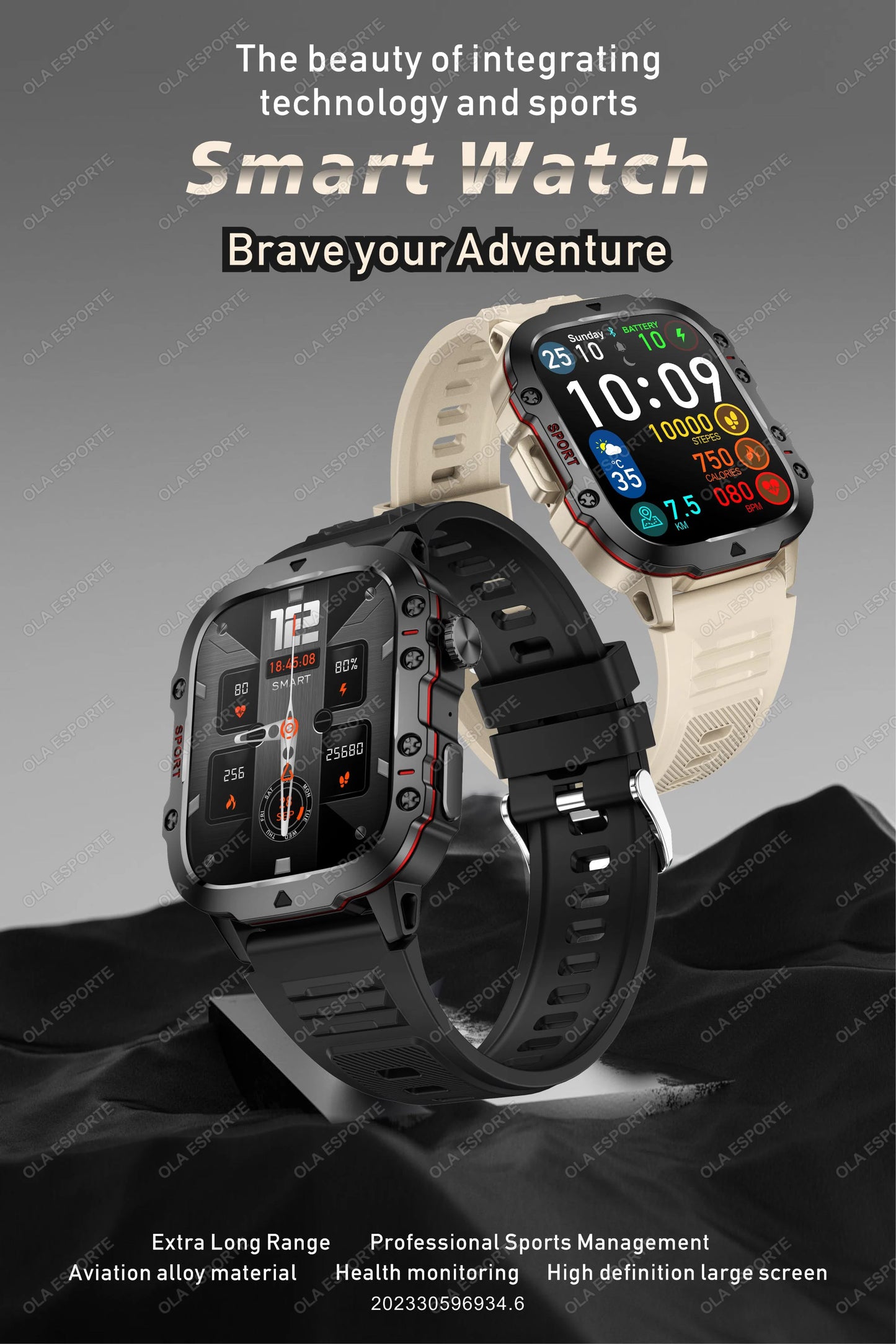 Military Smart Watch Men IP68 5ATM Outdoor Sports Fitness Tracker Health Monitoring 1.81Inch Bluetooth Calls Smartwatch