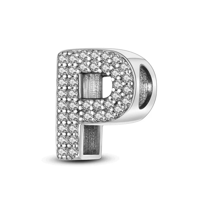 Charms 925 Silver Plated 26 Alphabet Letters Charms Beads Fit 3mm 925 Original Bracelets Fine DIY Birthday Jewelry Gifts