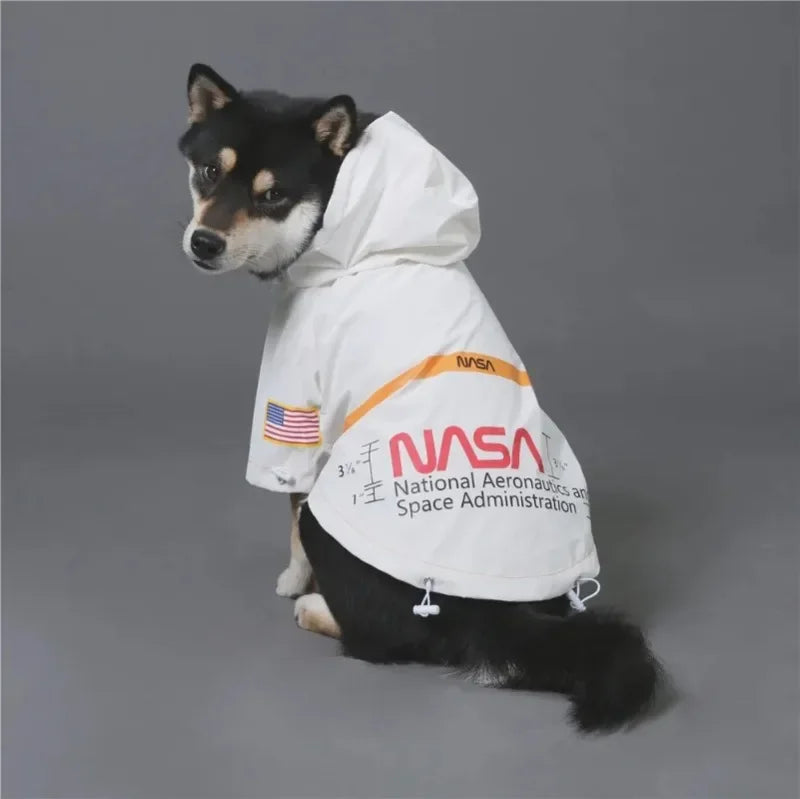 Reflective Space Suit Dog Raincoat - Waterproof Hoodie for All Sizes