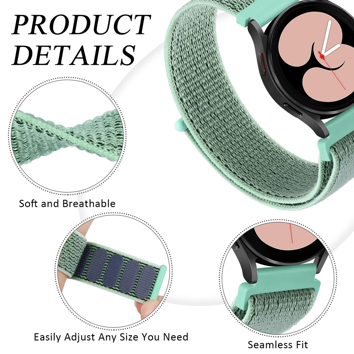 18mm Nylon Loop Strap for Garmin Venu 3S 2S 40mm Vivoactive 4S/3S Vivomove 3S Watchband For Garmin Forerunner 255S/265S Band