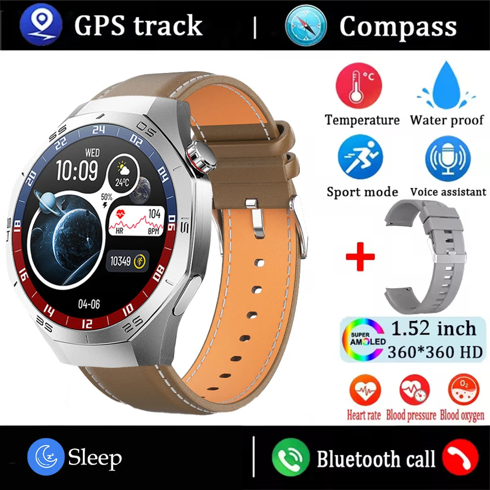 New For Android and ios Smart Watch Men AMOLED Screen GPS Motion trajectory Heart Rate Bluetooth Calls SmartWatch Waterproof