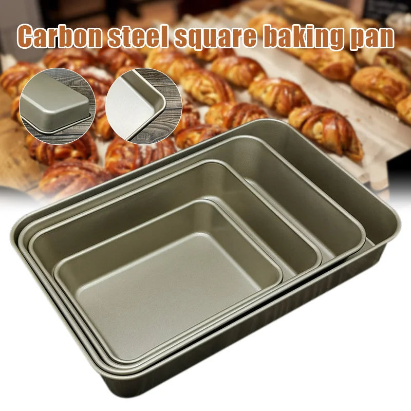 Bakeware Nonstick Bottom Rectangular Cake Pan Multipurpose Quick Release Cake Bread Toast Baking Pan Multiple Sizes Even Heating
