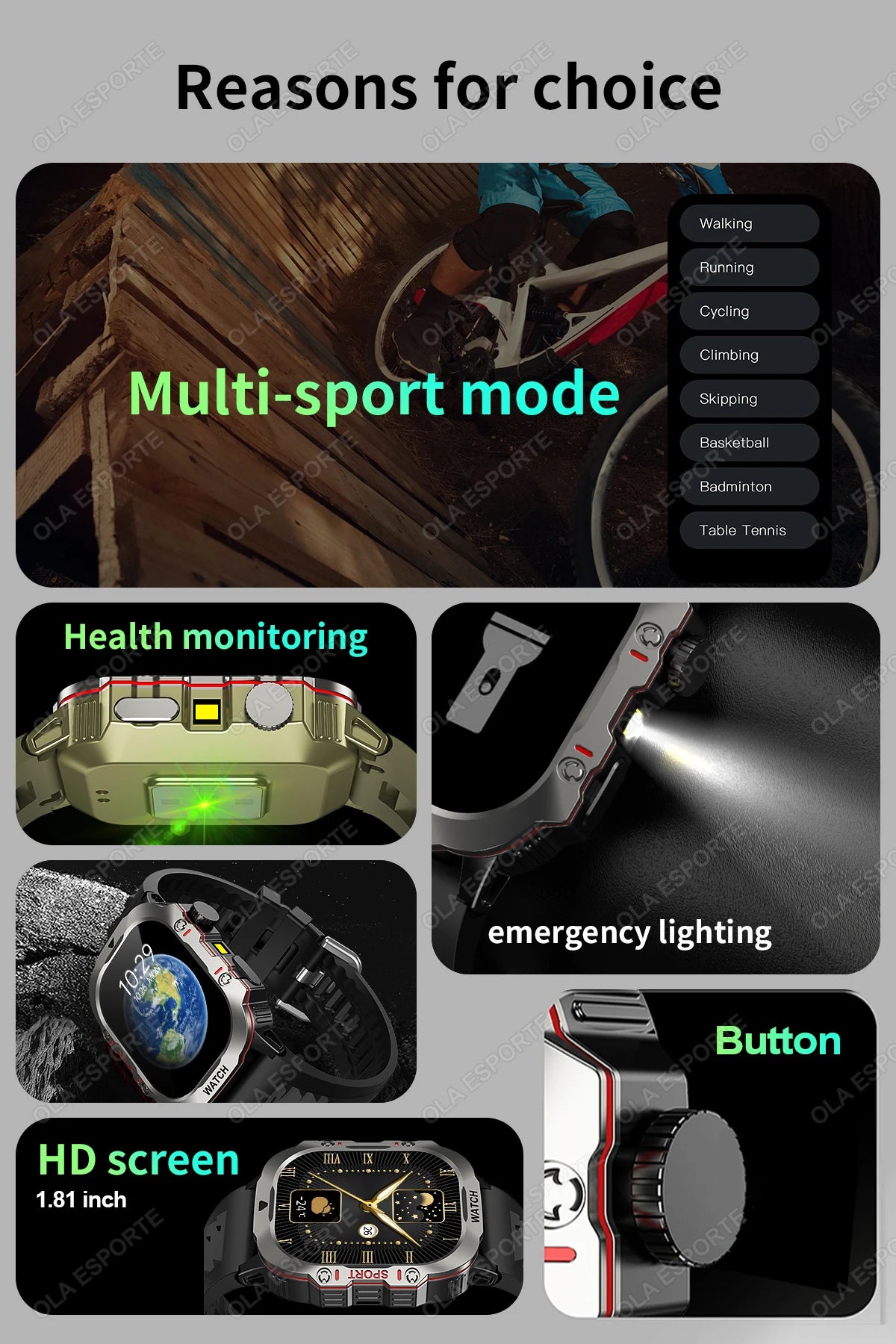 Military Smart Watch Men IP68 5ATM Outdoor Sports Fitness Tracker Health Monitoring 1.81Inch Bluetooth Calls Smartwatch