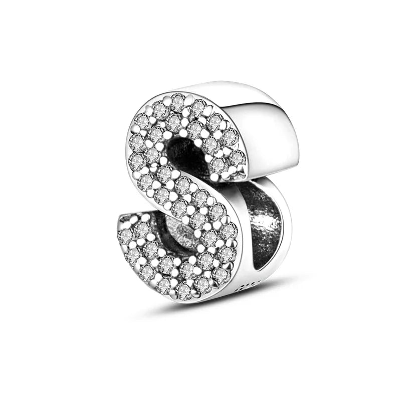 Charms 925 Silver Plated 26 Alphabet Letters Charms Beads Fit 3mm 925 Original Bracelets Fine DIY Birthday Jewelry Gifts