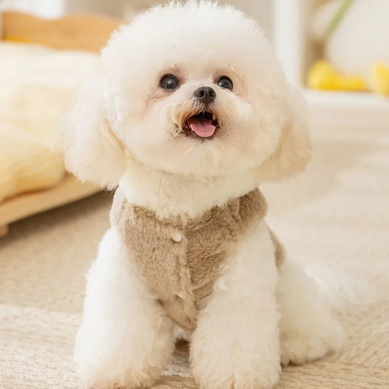 Cozy Fleece Dog Coat - Bear-Design Winter Jacket for Small Breeds