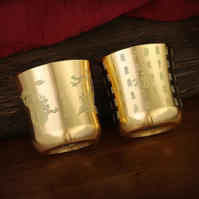 Brass Tea Cups Tea Mug Homeware China Antique Bar Drinkware Ancient Teacup For Drink Tea Coffee Tabletop Home Office Decor