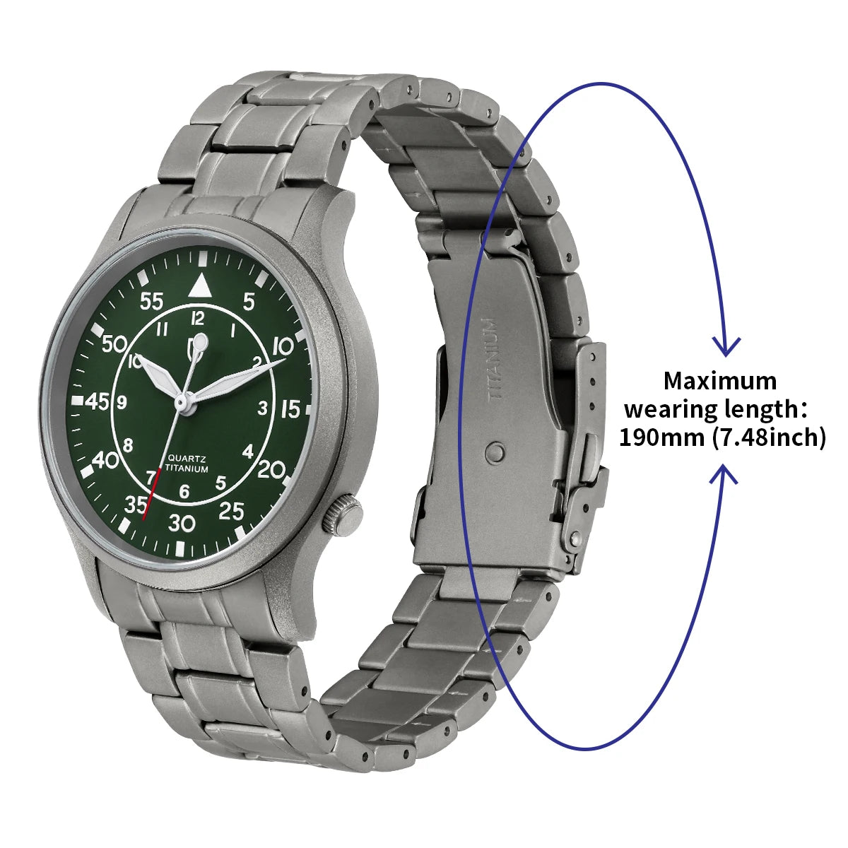 BERNY Quick Release 20m Full Titanium Watch Bands with Titanium Clasp Bracelet for BERNY T2566MS/T2576MS Watch Replace