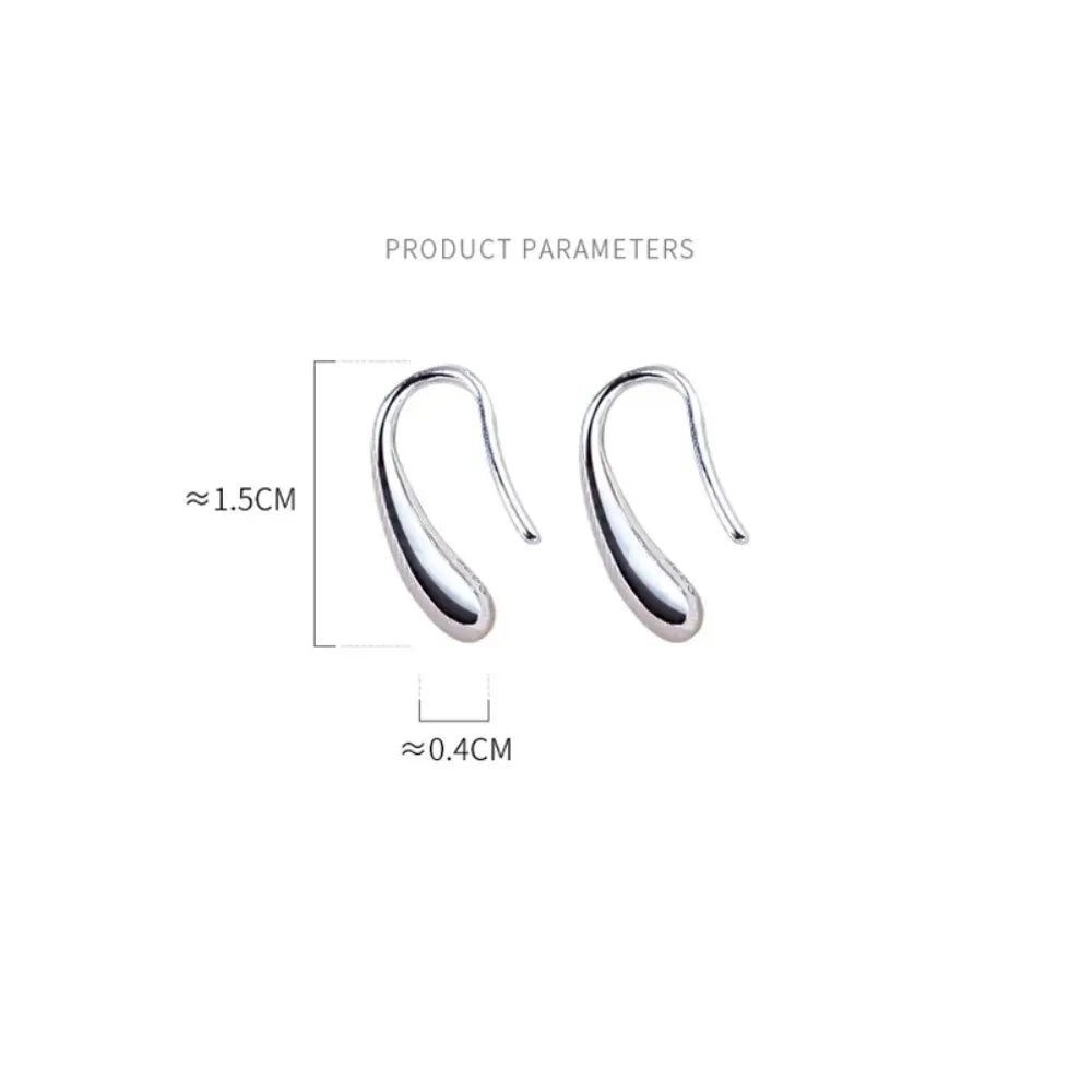 Silver Water Drop Shape Earrings for Women Simple Temperament Ins Retro Jewelry Party Birthday