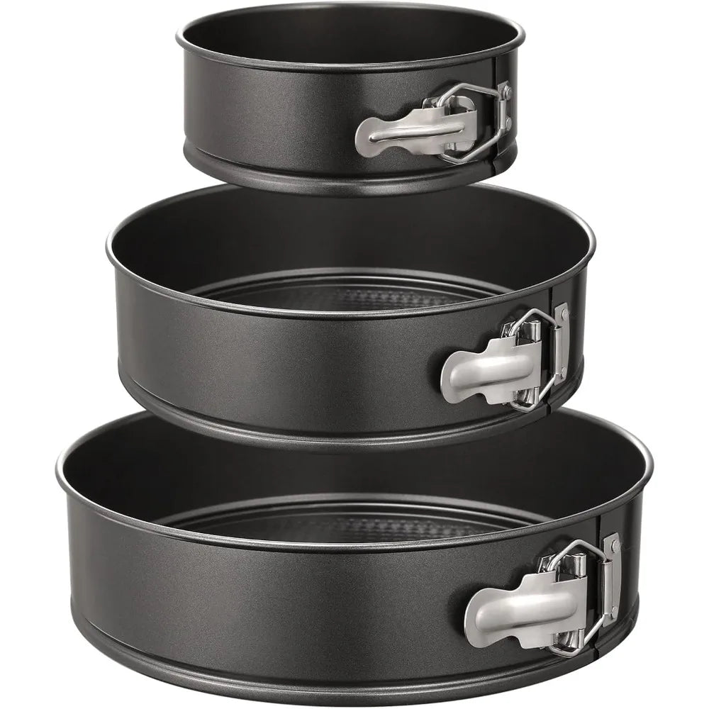 Spring Buckle Mold 3-Piece Set Non-Stick Cheesecake Mold, Leak-Proof Round Cake Baking Utensils Baking Pan 4 Inch/7 Inch/9 Inch