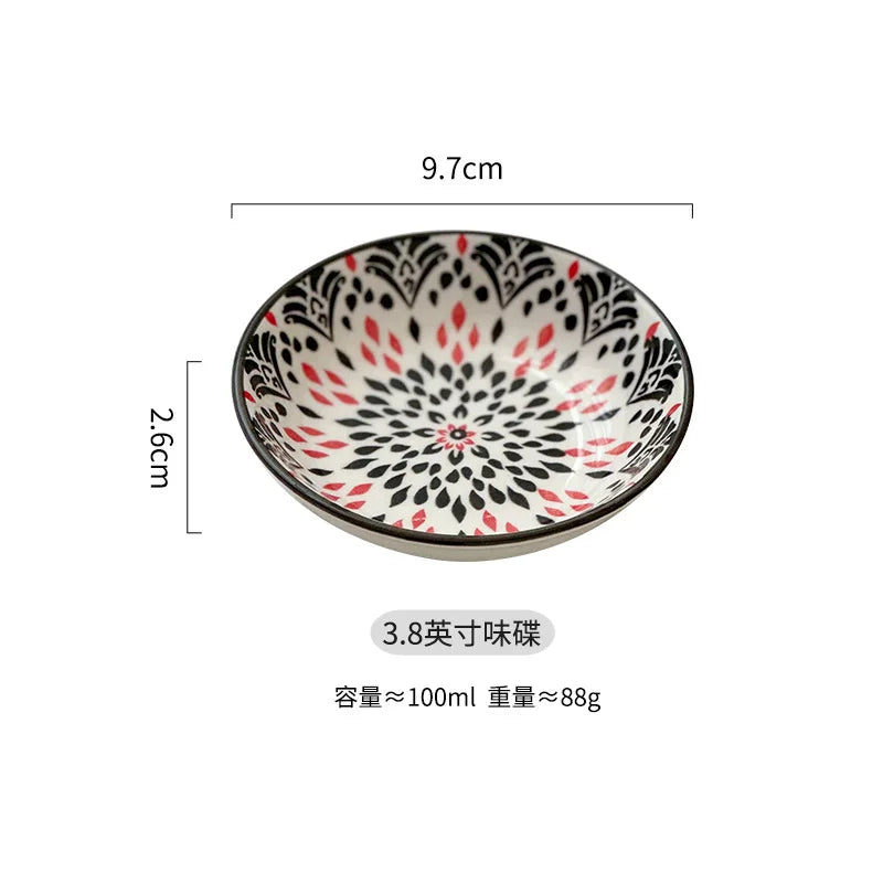 Bohemian Ceramic Sauce Vinegar Dish Plates Seasoning Dish Barbecue Dipped Sashimi Sushi Soy Snack Fruit Dessert Plates Tableware