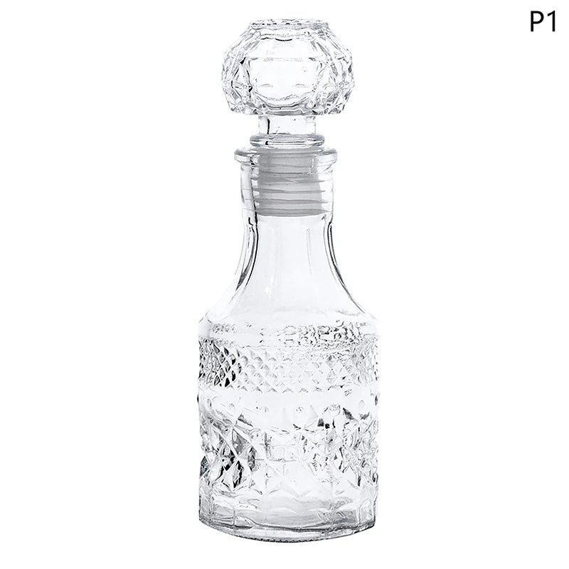 Mini Whiskey Decanter Bottle – 100/150ml Crystal Glass with 3D Carved Cap
