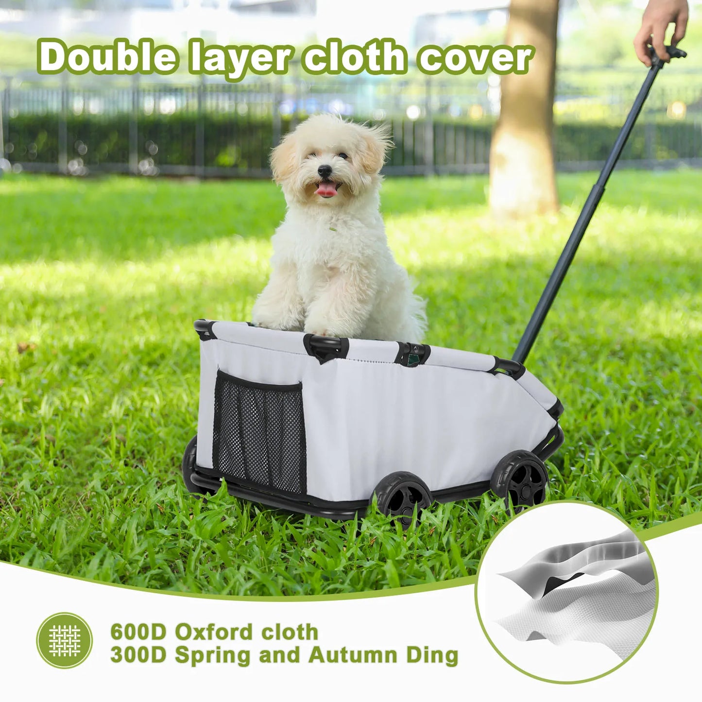 Compact Rotating Pet Stroller - 4-Wheel Foldable for Cats & Small Dogs