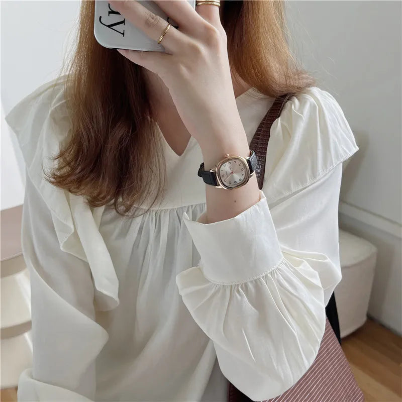 Simple Retro Exam Watch Female Student Art School Style Fashion Leather Band Wristwatch for Women Reloj Mujer Dropshipping