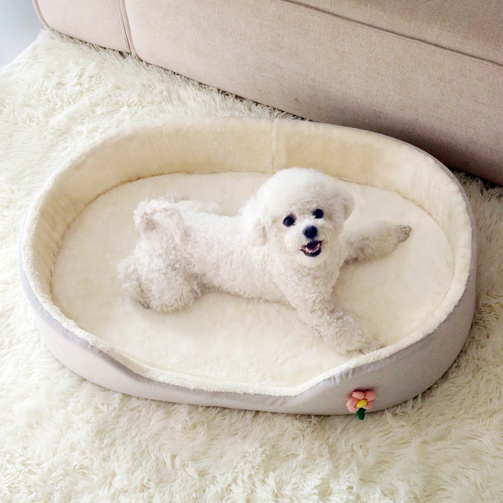 All-Season Plush Pet Bed - Windproof, Elastic Kennel Mat for Dogs & Cats