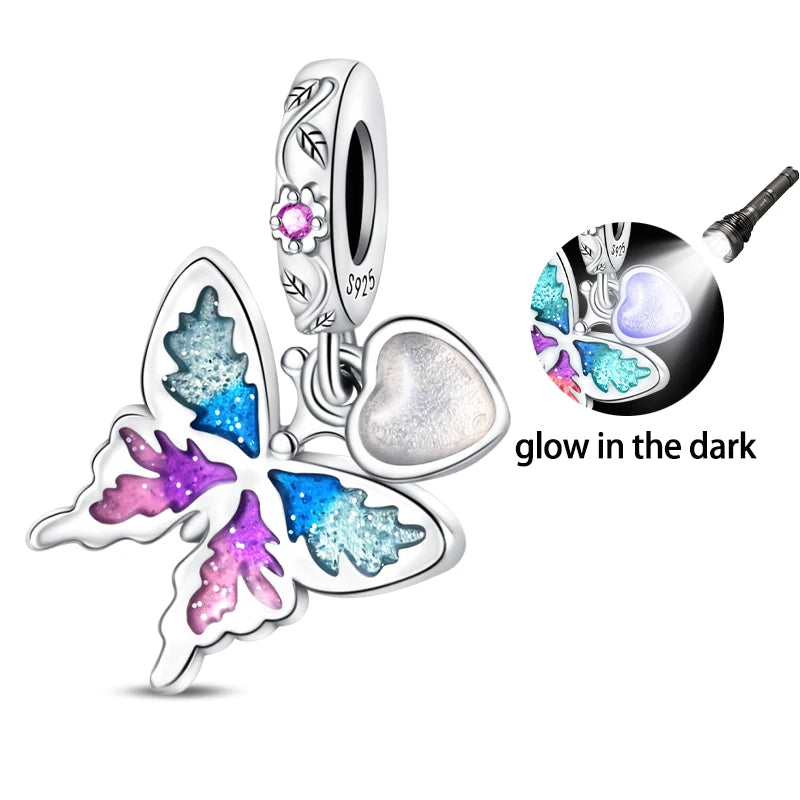925 Silver Plating Colorful Butterfly Insect Animal Charms Beads Sparkling Zircon Fit Qikaola 925 Original Bracelets DIY Jewelry