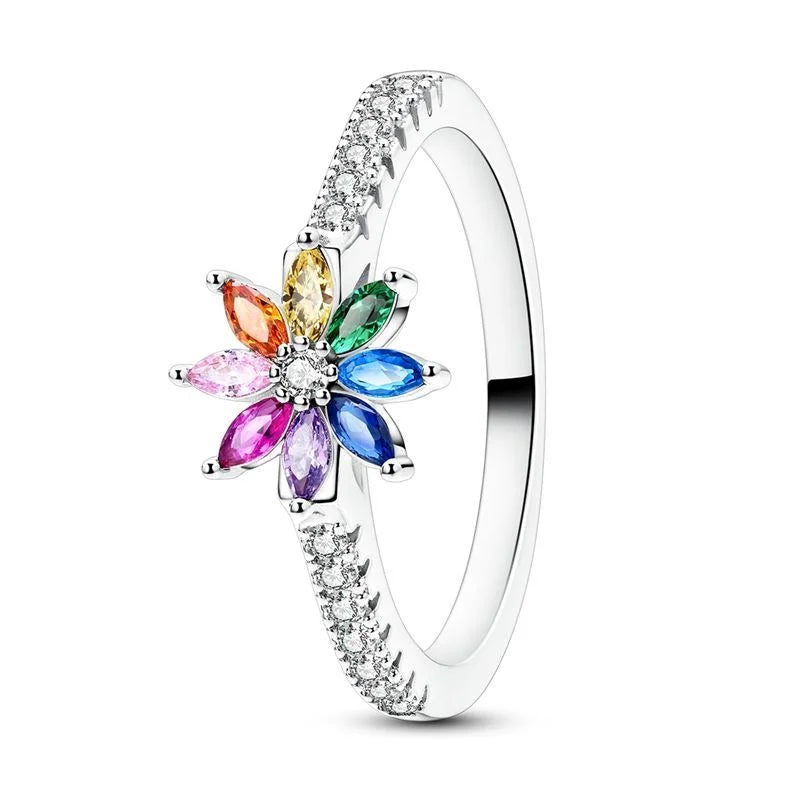 New Ring Original 925 Sterling Ring Heart Bow Sun Moon Star Flower Crown For Women Mother's Day Valentine's Day Gift DIY Jewelry