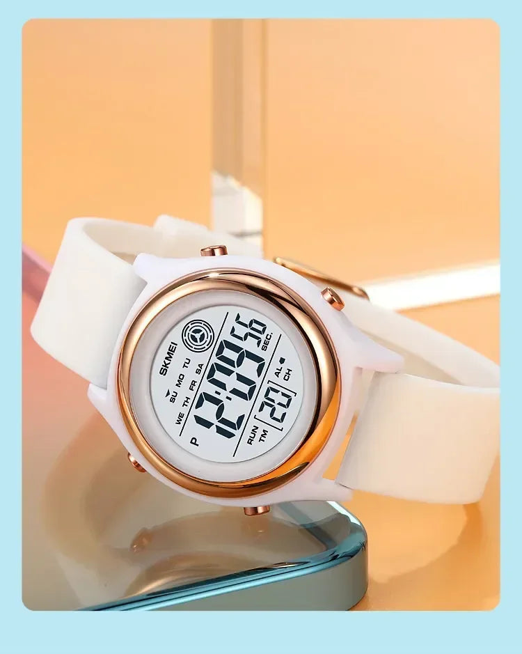 SKMEI 2094 Luxury Watch for Women Stopwatch Lady Waterproof Shockproof LED Display Countdown Ladies Digital Wristwatches Clock