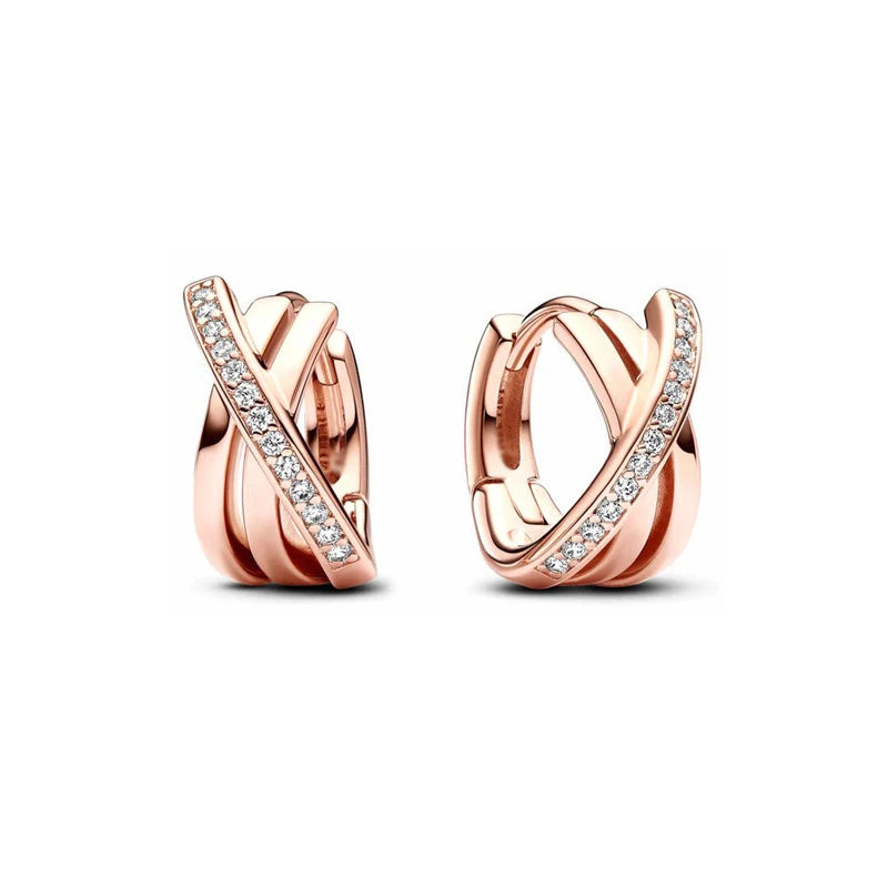 Sparkling Hoop Earrings 925 Sterling Silver Moon Pearl Heart Crystal Luxury Romantic Earing Fit Woman Wedding Party Jewelry Gift