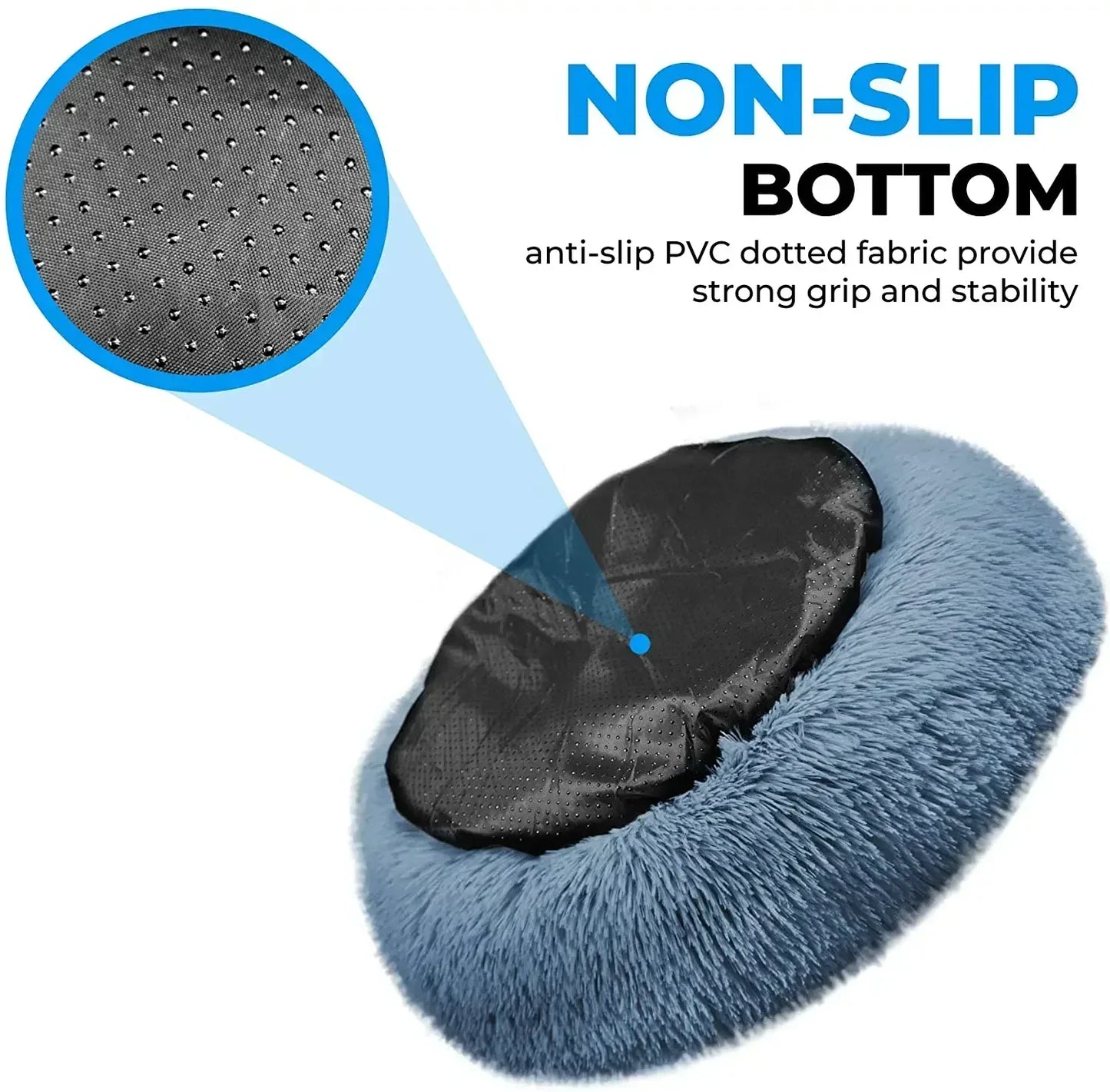Self-Warming Round Pet Bed - Plush, Non-Slip Mat for Cats & Dogs