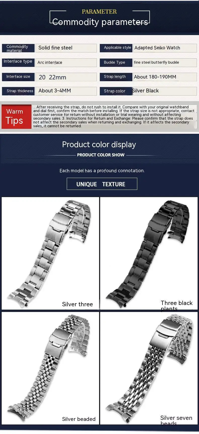 20mm 22mm For Casio MDV106-1A MDV-107 MTP-VD01 MDV-106D Strap Stainless Steel Wristband Metal Bracelet Replacement Watchband
