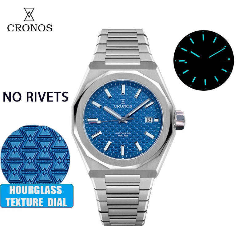 Cronos Luxury Men Watch For Men 39mm Skyline PT5000 SW200 Movement Automatic Wristwatches Sapphire 10ATM See-through Back L6028M