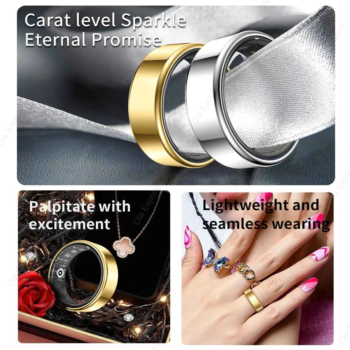New Smart Ring Men Women, Heart Rate and Blood Oxygen Monitor Smart ring IP68 & 5ATM Waterproof, Multi-sport Mode Rings Man