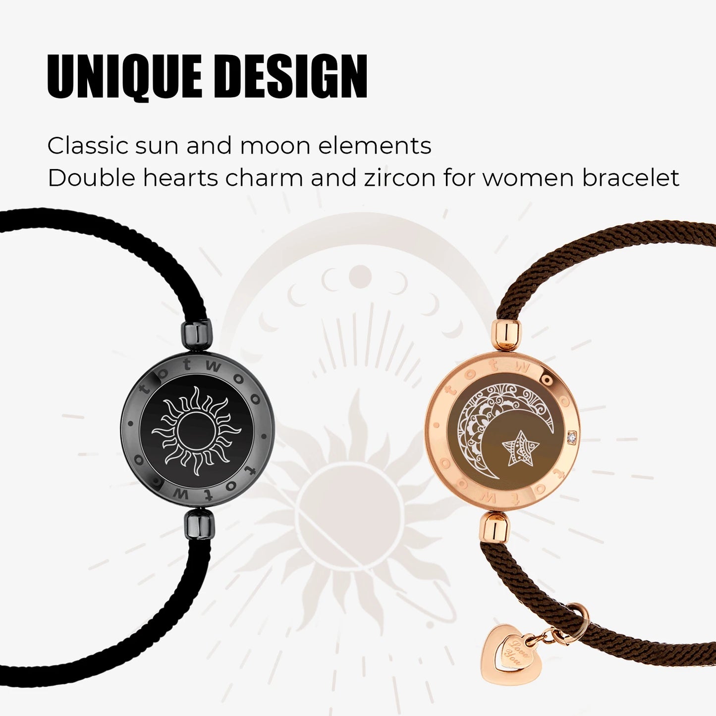 Long Distance Relationship Gifts Smart Sun&Moon Love Bracelet