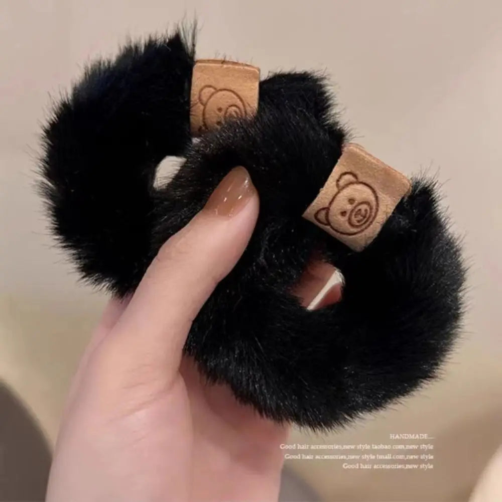 New Korean Style Plush Hair Band Bear Soft Hair Rope Elastic Durable Ponytail Headband