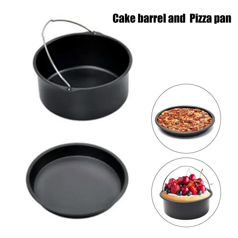 6/7/8 Inch Round Cake Mold Non Stick Baking Pan Tray Molds Air Fryer Basket with Handles Bakeware Kitchen Pizza Oven Baking Pans