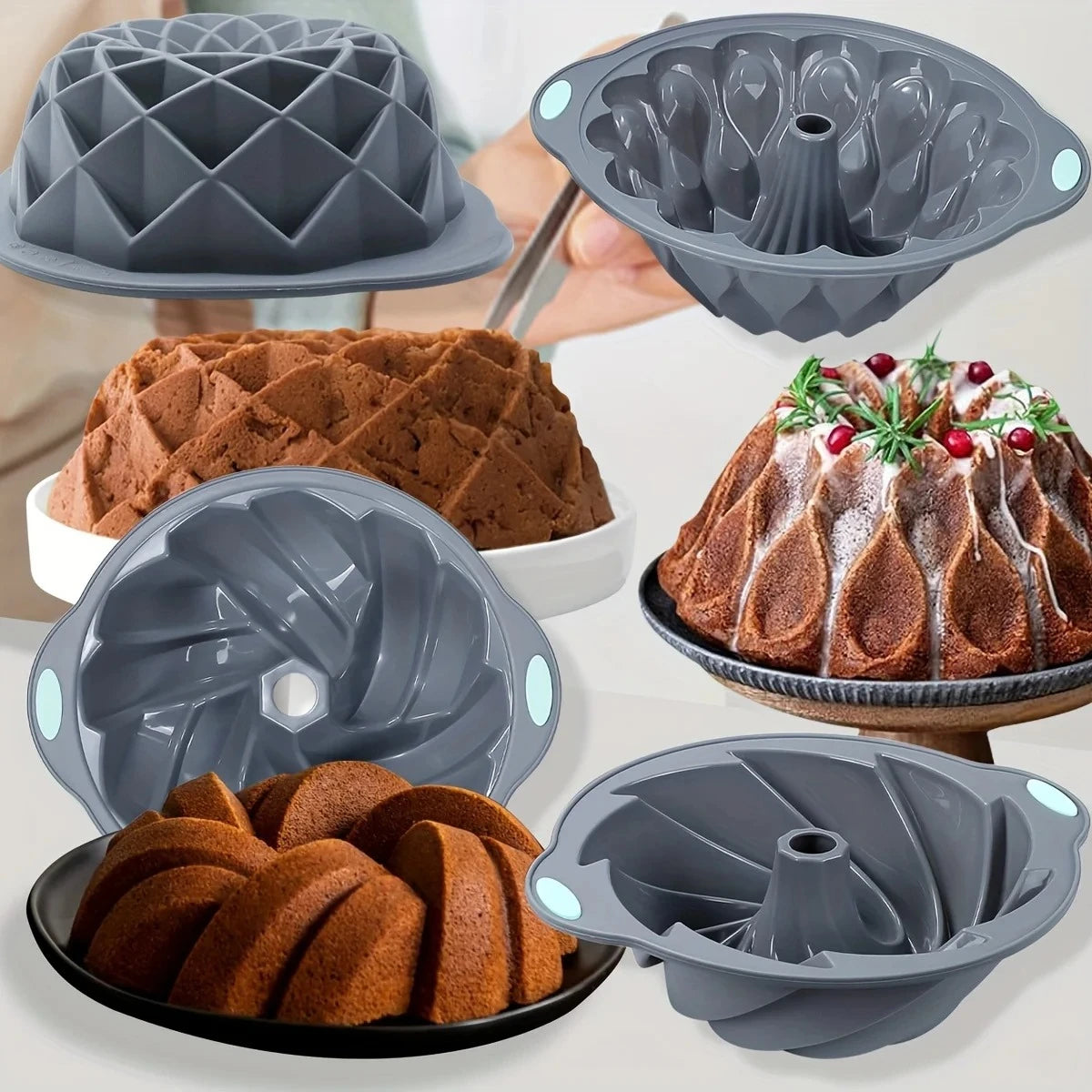 Silicone Bakeware Set Versatile Cake Molds Non-Stick Flower & Assorted Shapes Baking Pans Muffins Chocolates Moulds